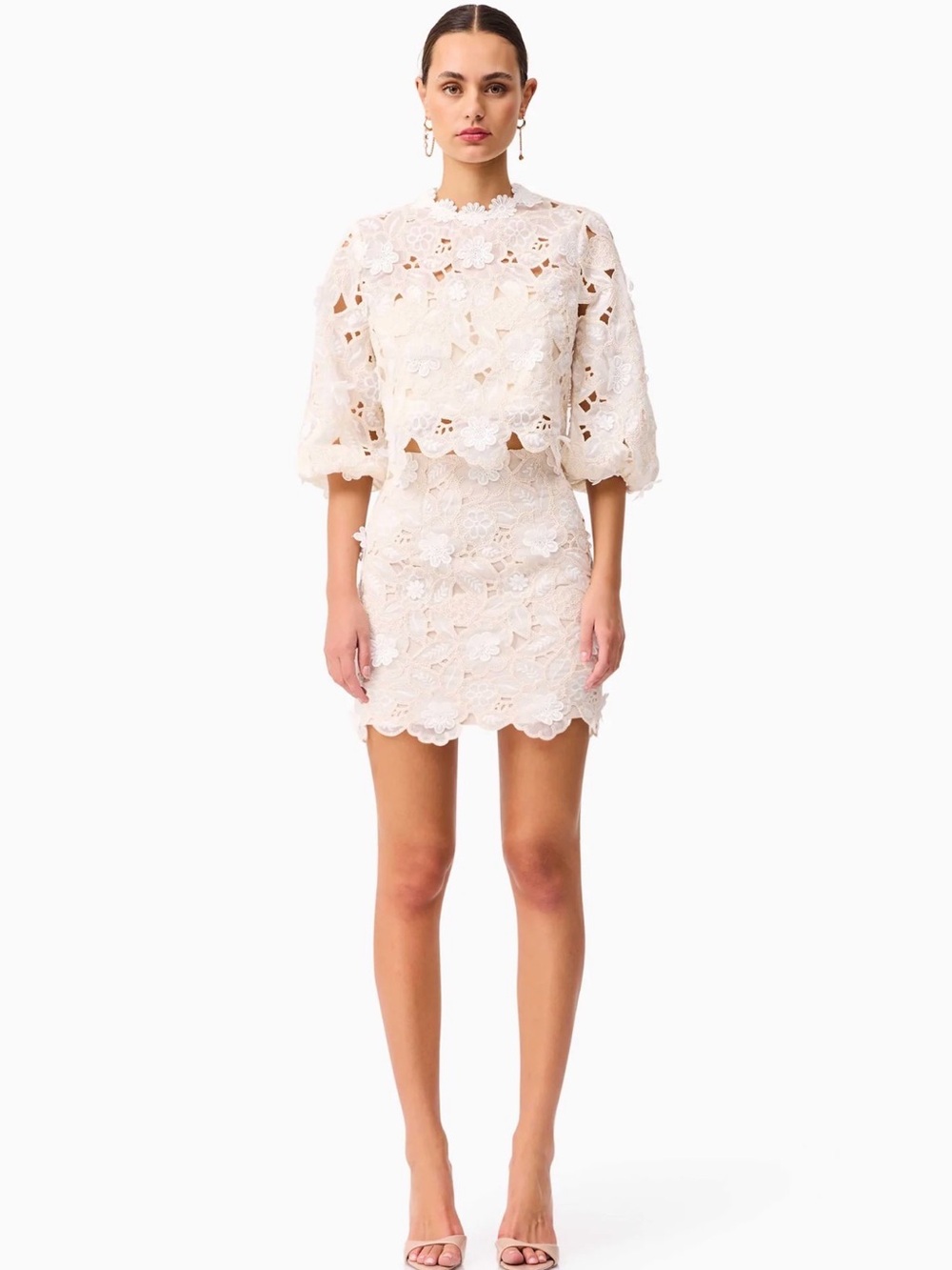 Elliatt - Sienna Top & Mini Skirt Set - Cream- Large